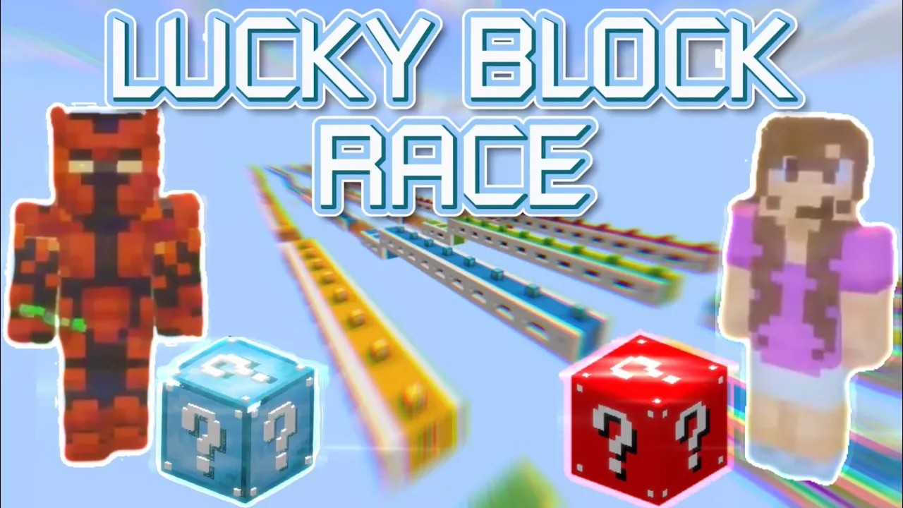 Minecraft LUCKY BLOCK RACE MINI GAME | LarpularMMOs & Femma